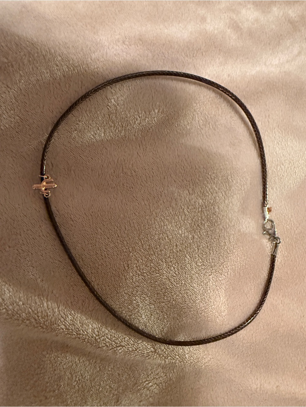 Minimal Brown Braided Leather Necklace chocker with Gold Accent